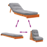 Futon Sofa Bed with Mattress Wax Brown 60x206x11 cm Solid Wood Pine 846748