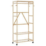 ZNTS Clothes Rack with Shelves and Wheels 90x40x179.5 cm Bamboo 4008921