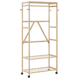 ZNTS Clothes Rack with Shelves and Wheels 90x40x179.5 cm Bamboo 4008921