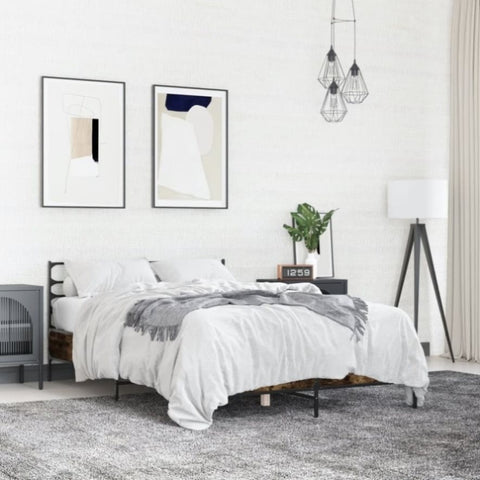 Bed Frame without Mattress Smoked Oak 120x200 cm 3280039