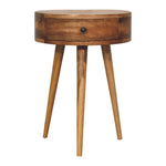 Mini Oak-ish Circular Shape Bedside IN3279