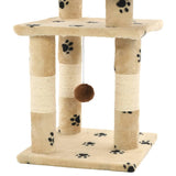 Cat Tree with Sisal Scratching Posts 65 cm Paw Prints Beige 170610
