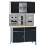 Workbench with Three Wall Panels and One Cabinet 3053433