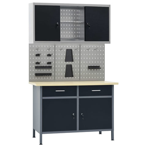 Workbench with Three Wall Panels and One Cabinet 3053433