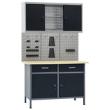 Workbench with Three Wall Panels and One Cabinet 3053433