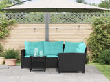 Garden Sofa with Cushion 2 pcs Black and Turquoise Poly rattan 4103880
