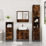 3 Piece Bathroom Furniture Set Smoked Oak Engineered Wood 3301107