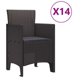 Garden Dining Set with Cushions with Cushion 15 pcs Brown PP 3378800