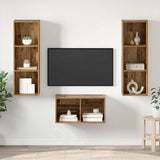 TV Cabinet Set Old Wood 37 x 37 x 107 cm Engineered Wood 3393363