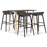 5 Piece Bar Set Black and Grey 3057467