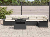 Garden Sofa Set with Cushion 7 pcs Black Poly rattan 3348293
