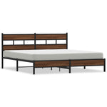 ZNTS Metal Bed Frame without Mattress Brown Oak 183x213 cm 3308509