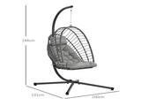 Outdoor PE Rattan Swing Chair with Foldable Basket and Cushion, Garden Patio Hanging Egg Chair with T3398P325254