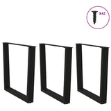 Dining Table Legs V-Shape 3 pcs Black 90x cm Steel 4012668