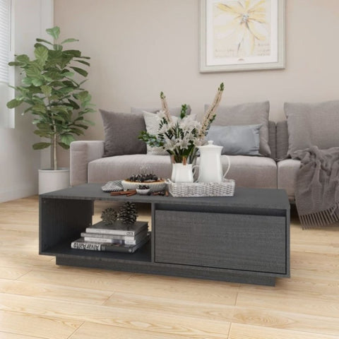 Coffee Table Grey 110x50x33.5 cm Solid Pinewood 809884