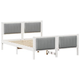 Bed frame White and light grey 135 x 190 cm Solid pine wood 878483