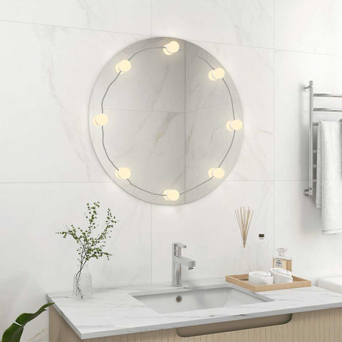 Wall Mirror with LED Lights Round Glass 3078642