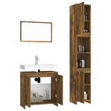 3 Piece Bathroom Furniture Set Smoked Oak Engineered Wood 3152719