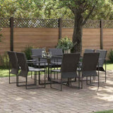 Garden Dining Set 9 pcs Black Steel 3335868