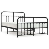 Metal Bed Frame without Mattress with Footboard Black 140x190cm 352596
