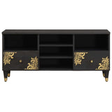 TV Cabinet with Drawer Black 100 x 33 x 46 cm Solid Mango Wood 4018826