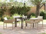 Garden Dining Set 5 pcs Beige Poly Rattan 3380729