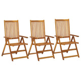 Garden Chair Set of 3 Natural Wood Solid Acacia Wood Medium 311847