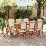 ZNTS 9 Piece Garden Dining Set Solid Wood Acacia and Textilene 3279285