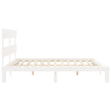 Bed Frame without Mattress White 200x200 cm Solid Wood Pine 3193552