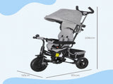 6 in 1 Kids Trike Push Bike w/ Push Handle, Canopy, 5-point Safety Belt, Storage, Footrest, Brake, T3398P348141