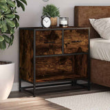 Bedside Cabinet Smoked Oak 60x31x60 cm Engineered Wood and Metal 848696