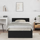 Bed Frame Black Oak 203 x 104 x 70 cm Engineered Wood 3376052