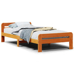 ZNTS Bed Frame without Mattress Wax Brown 90x200 cm Solid Wood Pine 855483