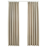 Blackout Curtains with Hooks 2 pcs Beige 140x225 cm 134447