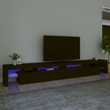 TV Cabinet Black Engineered Wood Large Lights TV Cabinet 3152803