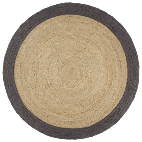 Handmade Rug Jute with Dark Grey Border 210 cm 343606