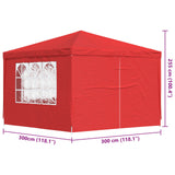 Party Tent 300 x 300 x 255 cm Red PE and Steel 42032998