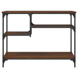 Console Table with Shelves Brown Oak 100x35x75 cm 837786