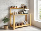 Wooden Potting Bench Table with Aluminium Worktop, Outdoor Garden Workbench with 2 Shelves T3398P552685