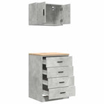 ZNTS Garage Cabinets 2 pcs Concrete Grey Engineered Wood 3328335