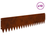 Lawn Edging 10 pcs 103 x 25 cm Steel Rusty 8008404