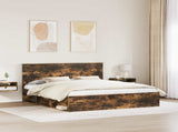 Bed Frame Smoked Oak 200 x 200 cm Solid Pine Wood 3409313
