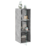 Wall Cabinet with Glass Doors Concrete Grey 35x37x100 cm 836486