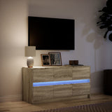TV Cabinet with LED Sonoma Oak 100x34x50 cm Engineered Wood 852217