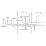 Metal Bed Frame without Mattress with Footboard White 135x190cm 353505