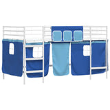 Kids'Loft Bed Frame with Curtains White and Blue 80 x 200 cm 42020816