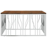Coffee Table Silver Stainless Steel and Solid Wood Reclaimed 350069