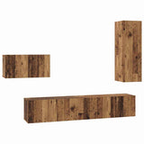 TV Cabinet Set with Drawer 4 pcs Old Wood Engineered Wood 3393261