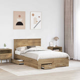 Bed Frame with Drawer Artisan Oak 120 x 190 cm Engineered Wood 3408289