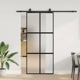 Sliding Door with Hardware Set Black 90x205 cm Tempered Glass 3375881